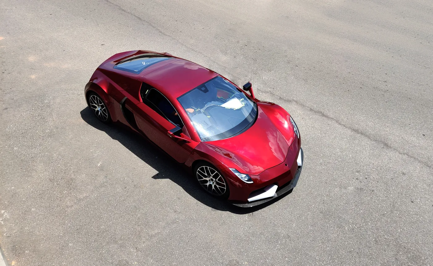 The VEGA seen from above, parked on open tarmac